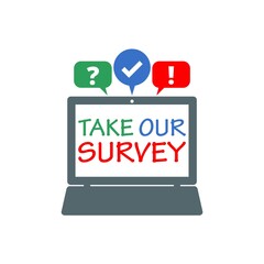 Take Our Survey text icon isolated on white background