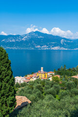 Lake Garda and the historic center of Malcesine.