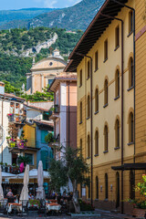 Obraz premium Lake Garda and the historic center of Malcesine.