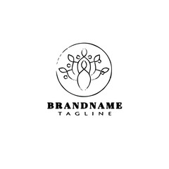 lotus logo cartoon icon template black isolated vector illustration