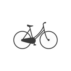 Fototapeta premium Bicycle black vector icon. Retro or vintage bike silhouette.