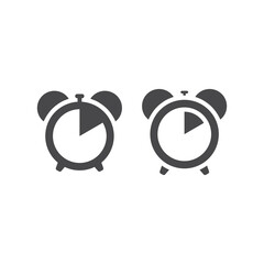Alarm clock black vector icon. Stopwatch with bell symbol.