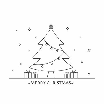 Outline sign kit of xmas. Simple Christmas tree symbol .tree flat icon.  vector Illustration