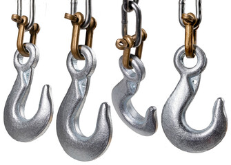 Obraz premium Metal hook on a chain for lifting heavy objects in the workshop.