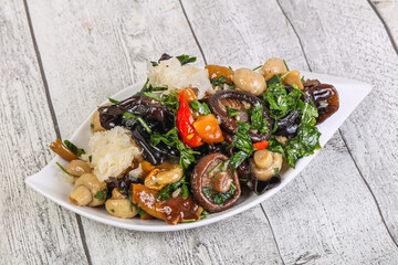 Pickled asian mushroom mux with herbs