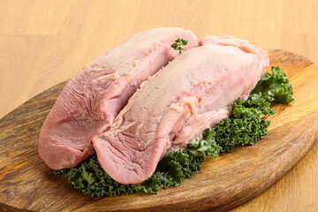 Raw pork tongue for cooking