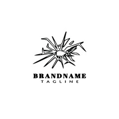 shattered cracked glass logo cartoon icon design template black vector illustration