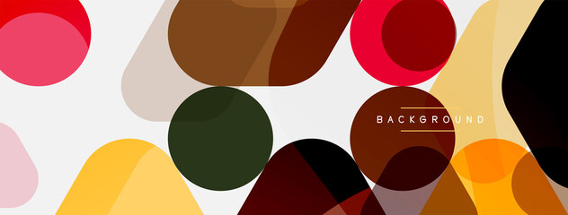 Color bubbles and rounded geometric shapes on white. Vector geometric minimal abstract background for wallpaper, banner, background, landing page