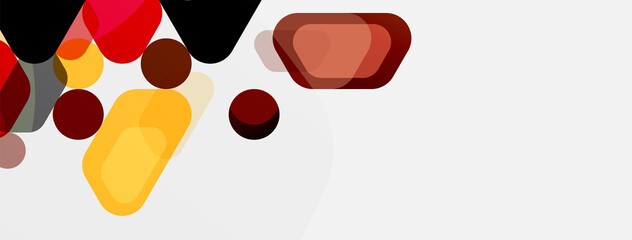 Color bubbles and rounded geometric shapes on white. Vector geometric minimal abstract background for wallpaper, banner, background, landing page