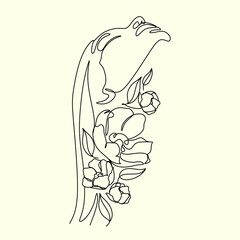 Abstract woman head with flowers line vector drawing. Flower Head One Line Art. Modern Gallery Wall. Botanical face vector. Minimal logo with girl magnolia. Florist Bauty salon minimalist logo