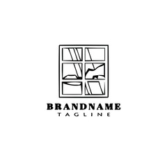 flat broken window logo cartoon icon design template black isolated vector illustration