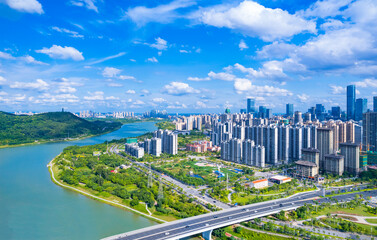 Urban environment of Yong River, Nanning, Guangxi, China