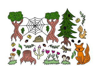 Naklejka premium Hand drawn forest. Illustration for card, banner, poster etc