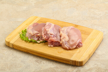 Raw chicken boneless and skinless leg