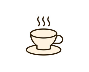 Cup of tea or coffee flat icon. Single high quality outline symbol for web design or mobile app.  Holidays thin line signs for design logo, visit card, etc. Outline pictogram EPS10
