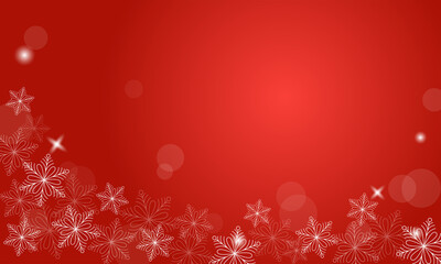 Abstract winter background. Red gradient background with snowflakes and glares