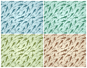 Seamless backgrounds with flock of fishes.