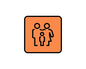 Family line icon. High quality outline symbol for web design or mobile app. Thin line sign for design logo. Color outline pictogram on white background