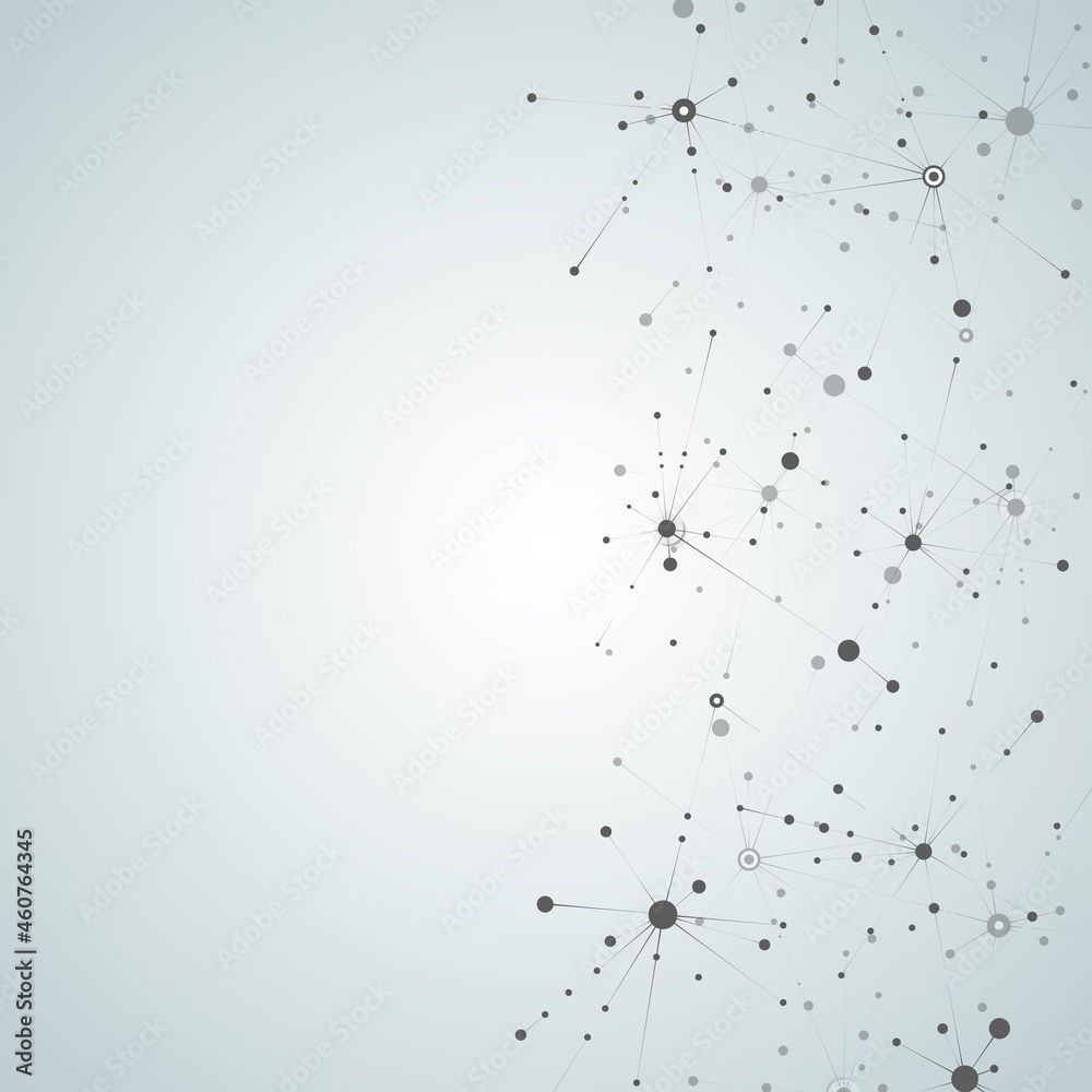 Poster Abstract geometric background. Vector science concept. Connect dots and lines