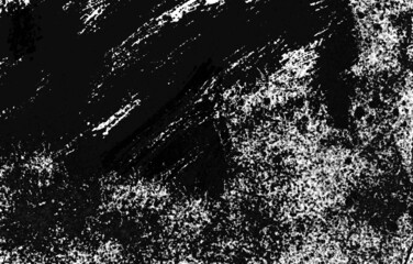Grunge black and white pattern. Monochrome particles abstract texture. Background of cracks, scuffs, chips, stains, ink spots, lines. Dark design background surface.