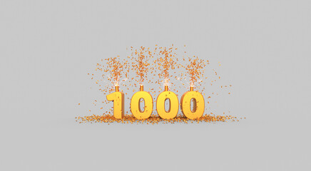one thousand celebration - thank you illustration - 3D rendering