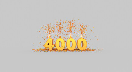 four thousand celebration - thank you illustration - 3D rendering - obrazy, fototapety, plakaty