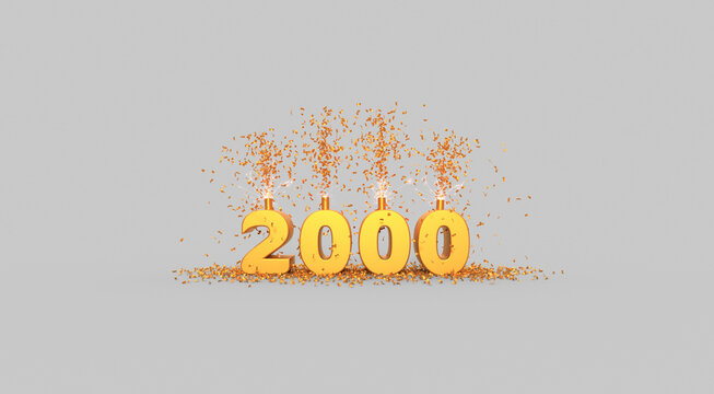 two thousand celebration - thank you illustration - 3D rendering