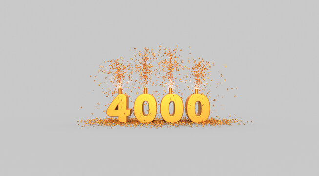 four thousand celebration - thank you illustration - 3D rendering