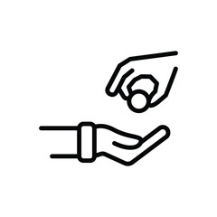 Black line icon for giving