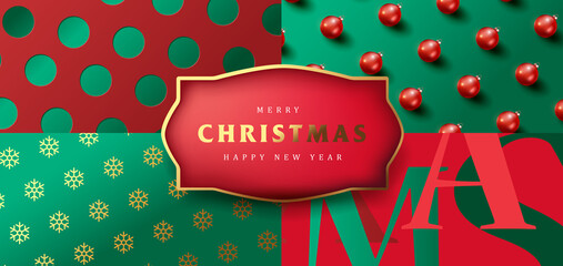 Set of Merry Christmas background packaging design