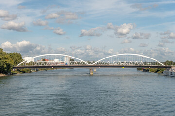 Bridges over the Rhine between France and Germany. Strasbourg, Kehl.