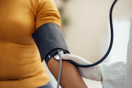 Measuring blood pressure.