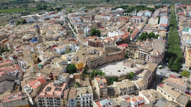  Aerial view of Requena old town, municipality in eastern Spain, province of Valencia 