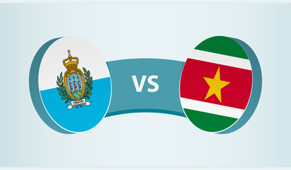 San Marino versus Suriname, team sports competition concept.