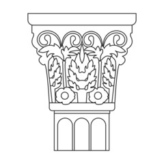 Obraz premium Ancient column vector outline icon. Vector illustration pillar of antique on white background. Isolated outline illustration icon of ancient column .