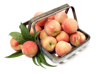 ripe peach on white background