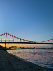 bridge over the river, kyiv, night city