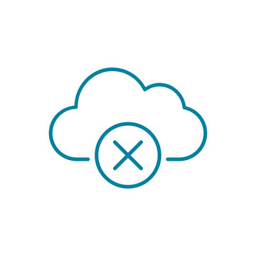 recommend clip art: Cloud error line icon. Cloud computing access denied sign. Server not found symbol. Delete or remove online file. Cancel or disconnect connection. Not available content. Vector illustration, clip art