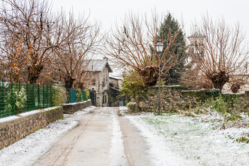 First snow on the hill towns. Between autumn and winter