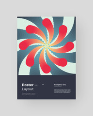 Abstract Placard, Poster, Flyer, Banner Design. Colorful illustration on vertical A4 format. Original geometric shapes composition. Decorative minimal backdrop.