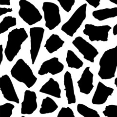 Vector Terrazzo seamless pattern. Abstract Black and white italian flooring stone print, concrete texture. Classic monochrome textured background for interior design, wallpaper, textile, decoration