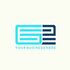 GE monogram logo.Typographic icon.Letter e, letter g.Lettering sign isolated on light background.Alphabet initials.Modern, design, geometric, web, corporate, tech style.