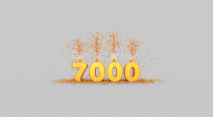 seven thousand celebration - thank you illustration - 3D rendering