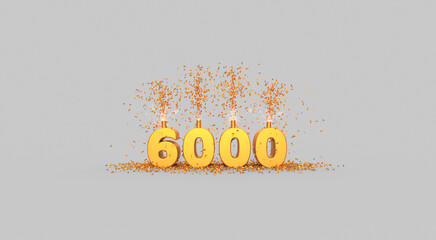 six thousand celebration - thank you illustration - 3D rendering