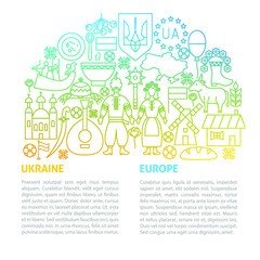 Ukraine Europe Line Template. Vector Illustration of Outline Design.