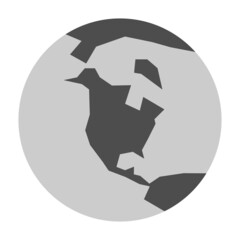 Simplified Earth globe with map of World focused on North America. Vector illustration.