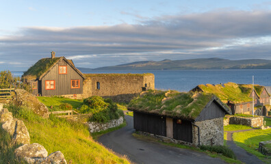 The old farmhouse of Kirkjubøargarður still inhabited since the 11th century in Kirkjubøur...