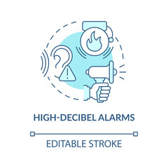 High decibel alarms blue concept icon. Loud siren alarm abstract idea thin line illustration. House security system. Home defense. Vector isolated outline color drawing. Editable stroke