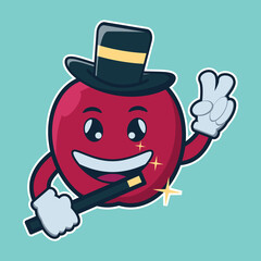 vector illustration of
 apple character magician