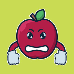 vector illustration of
 apple character 
angry